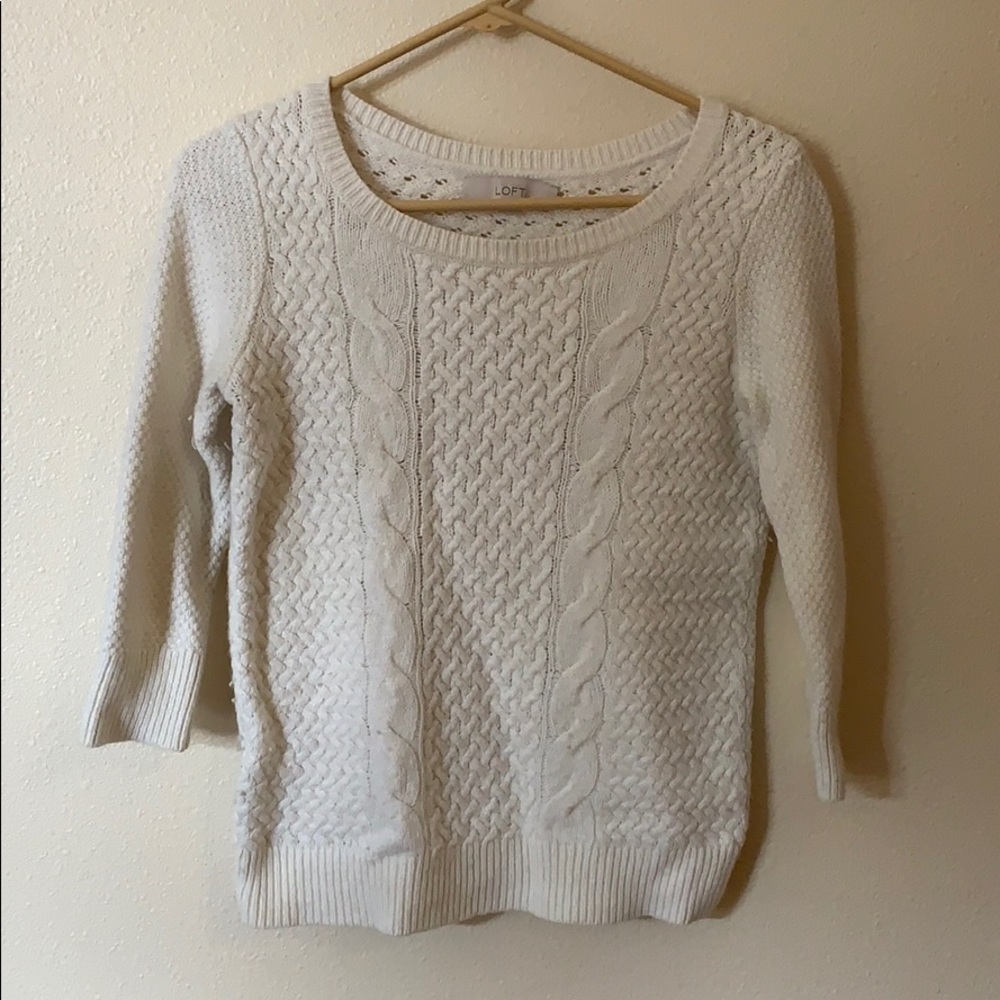 LOFT Cable Knit Chunky Boatneck Sweater